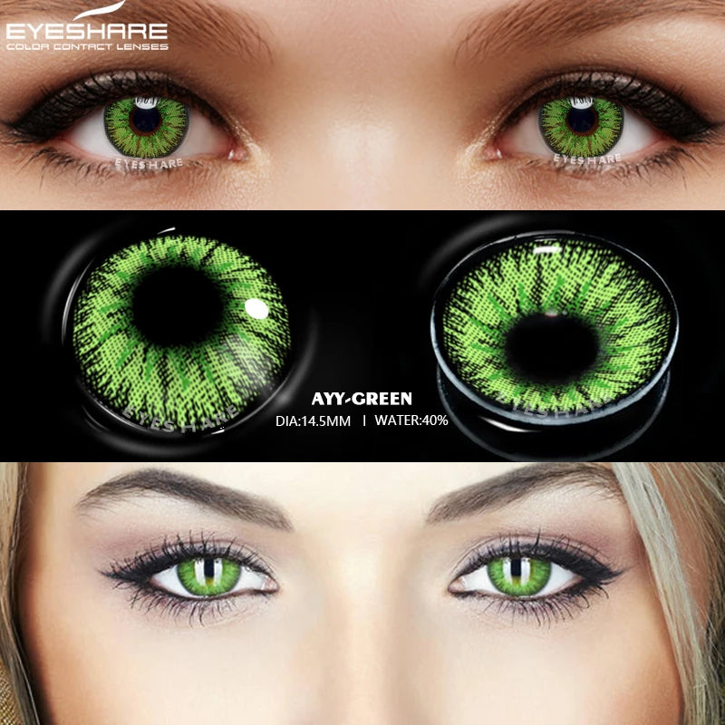 Obbty EYESHARE Cosplay Color Contact Lenses For Eyes 2pcs Anime Colored Lenses Green Multicolored Lenses Contact Lens Beauty Makeup