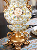 Obbty Luxury European Resin Vase Stereoscopic Dried Fowers Arrangement Wobble Plate Living Room Entrance Ornaments Home Decorations