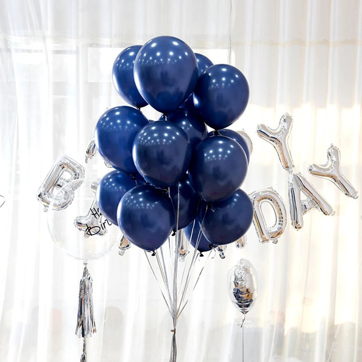 Obbty 28/20PCS Night blue Gold latex Balloons Metallic Confetti wedding Happy Birthday baby shower Halloween party House Decorations