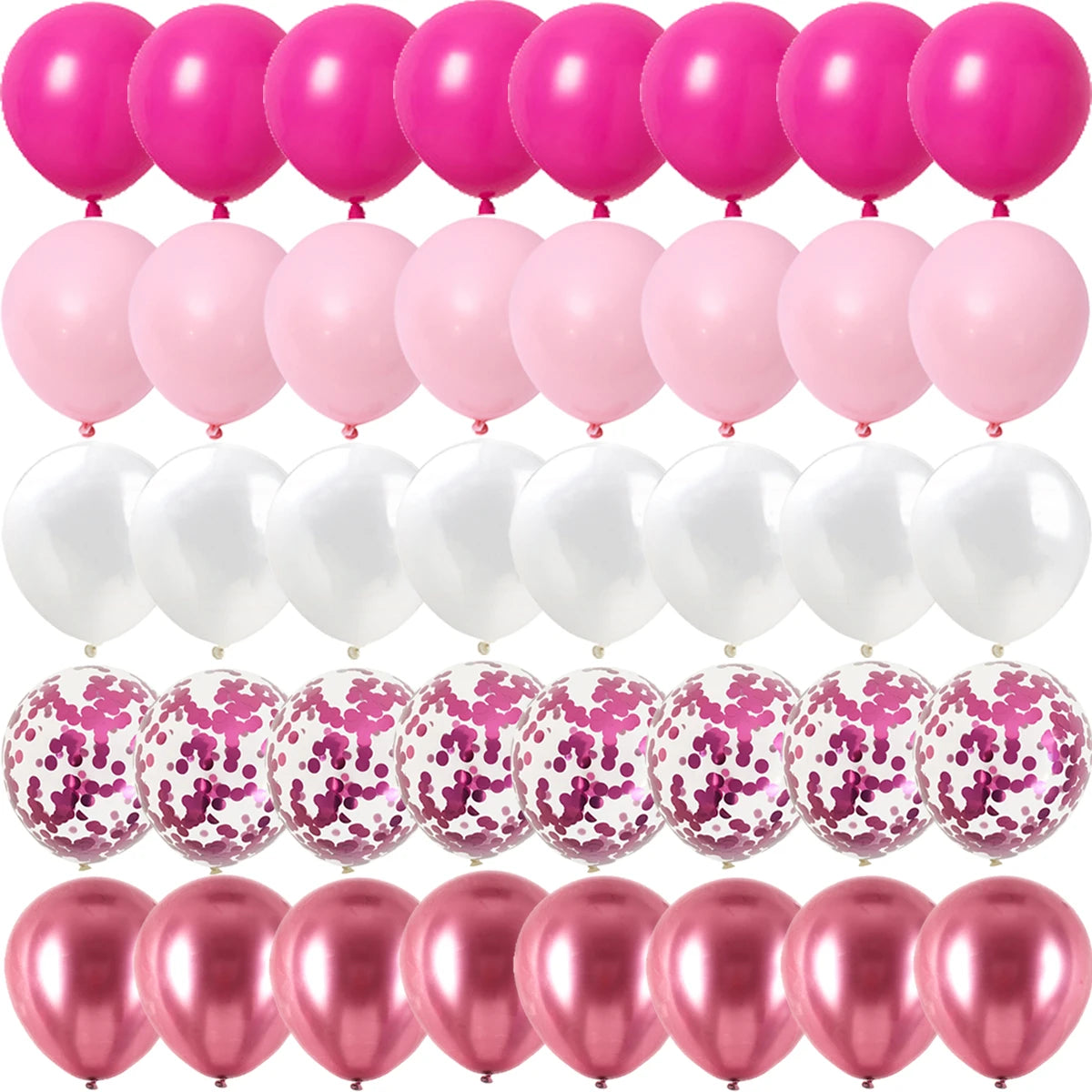 Obbty Rose Pink Metal Latex Confetti Confetti Balloons Wedding Decorations Matte Globos New Year Birthday Party Decorations