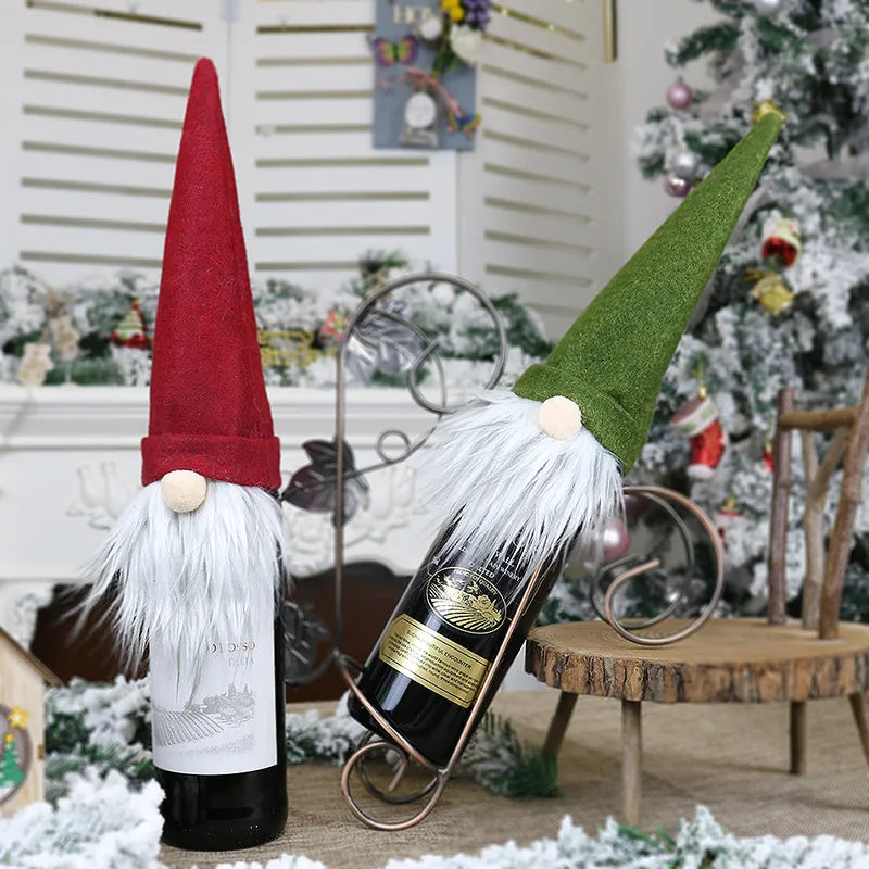 Obbty Christmas Wine Bottle Cover christmas Bottle decorations for home Natal Noel Christmas Table Decor Xmas Gift Happy New Year