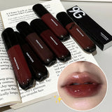 Obbty Red Brown Mirror Lip Glaze Water Light Moisturizing Non-stick Cup Highly Pigmented Red Liquid Lipstick Lip Tint Makeup Cosmetics