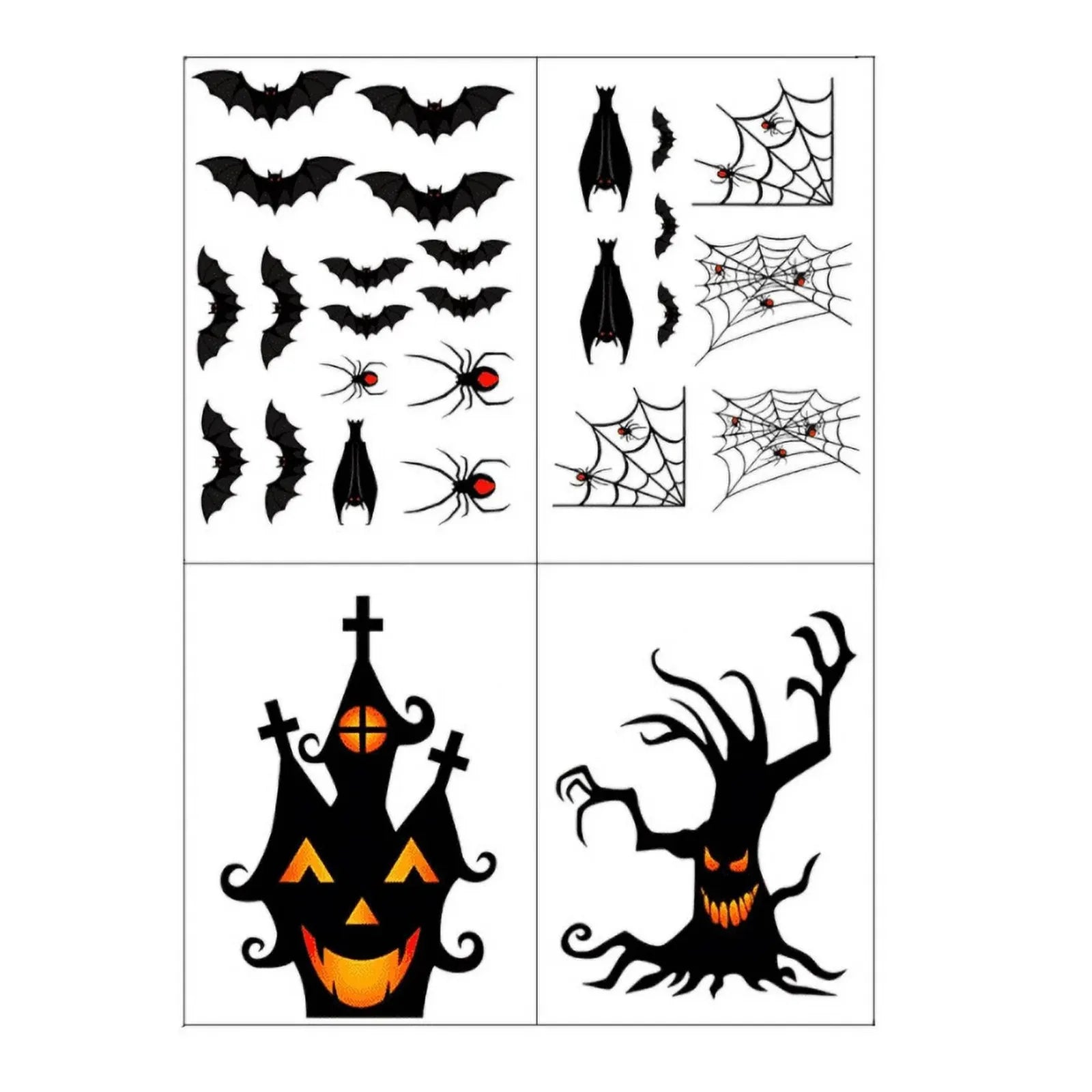 Obbty 1 Set Of 4 Pcs Halloween Stickers Horror Atmosphere Window Glass Decoration Stickers PVC Wall Stickers