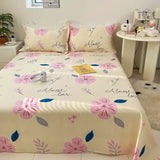 Obbty 100% Pure Cotton Tropical Plants Print Flat Bed Sheet Soft Comfortable Double Bed Sheets Skin-friendly Bedsheet No Pillowcase