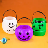 Obbty 1pc Mini Halloween Candy Bucket Portable Cookie Snack Basket Trick Or Treat Gifts Box Halloween Birthday Party Decoration Supply