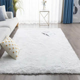 Obbty Plush Carpet Living Room White Soft Fluffy Area Rugs For Children's Bedroom Bedside Non-slip Thicken Floor Mat Kids Room Decor