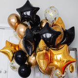 Obbty 18pcs/set 18inch Orange Stars Foil Balloons Gold Confetti Black Latex Ball Halloween Kids Birthday Party Decors Inflate Balls