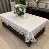 Obbty Rectangle Tablecloth Luxury Embroidery Lace Table Cover Flower Elegant Hollow Out Table Cloth Towels Dining table decoration