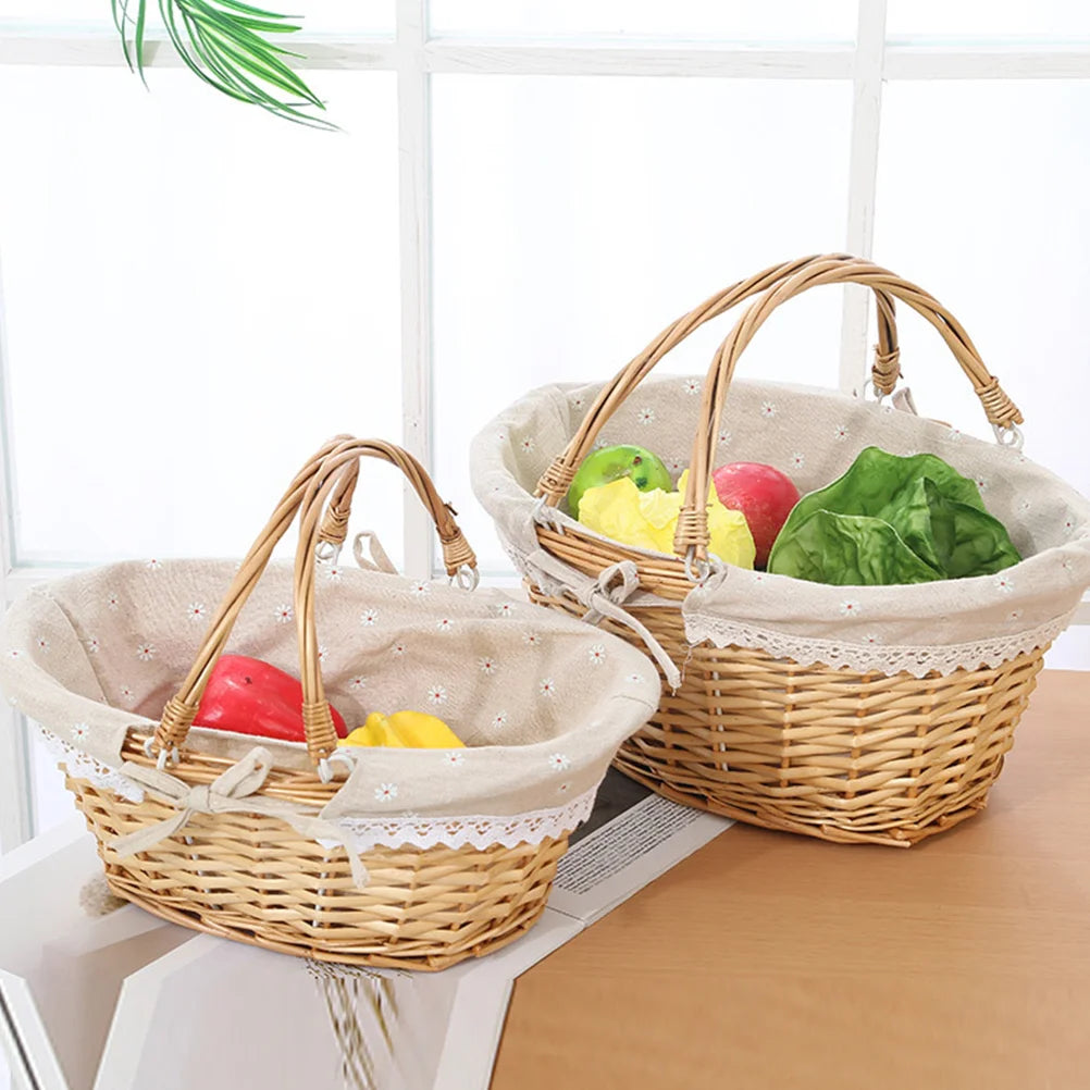 Obbty Picnic Basket Wedding Ceremony Decorations Woven Willow Wicker Flower Hanging Candy Child