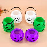 Obbty 1pc Mini Halloween Candy Bucket Portable Cookie Snack Basket Trick Or Treat Gifts Box Halloween Birthday Party Decoration Supply