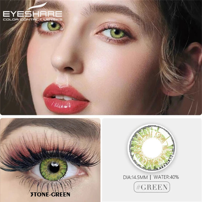 Obbty EYESHARE 2pcs Color Contact Lenses for Eyes 3 TONE Blue Eyes Contact Beauty Pupils Makeup Colored Lens Yearly Contact Lens