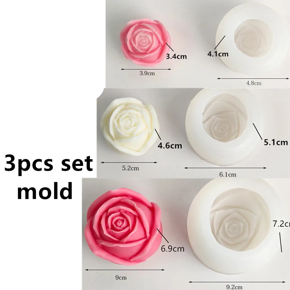 Obbty 3D Large Rose Candle Silicone Mold Valentine's Day Rose Cake Chocolate Silicone Mold Home Decoration Resin Plaster Mold