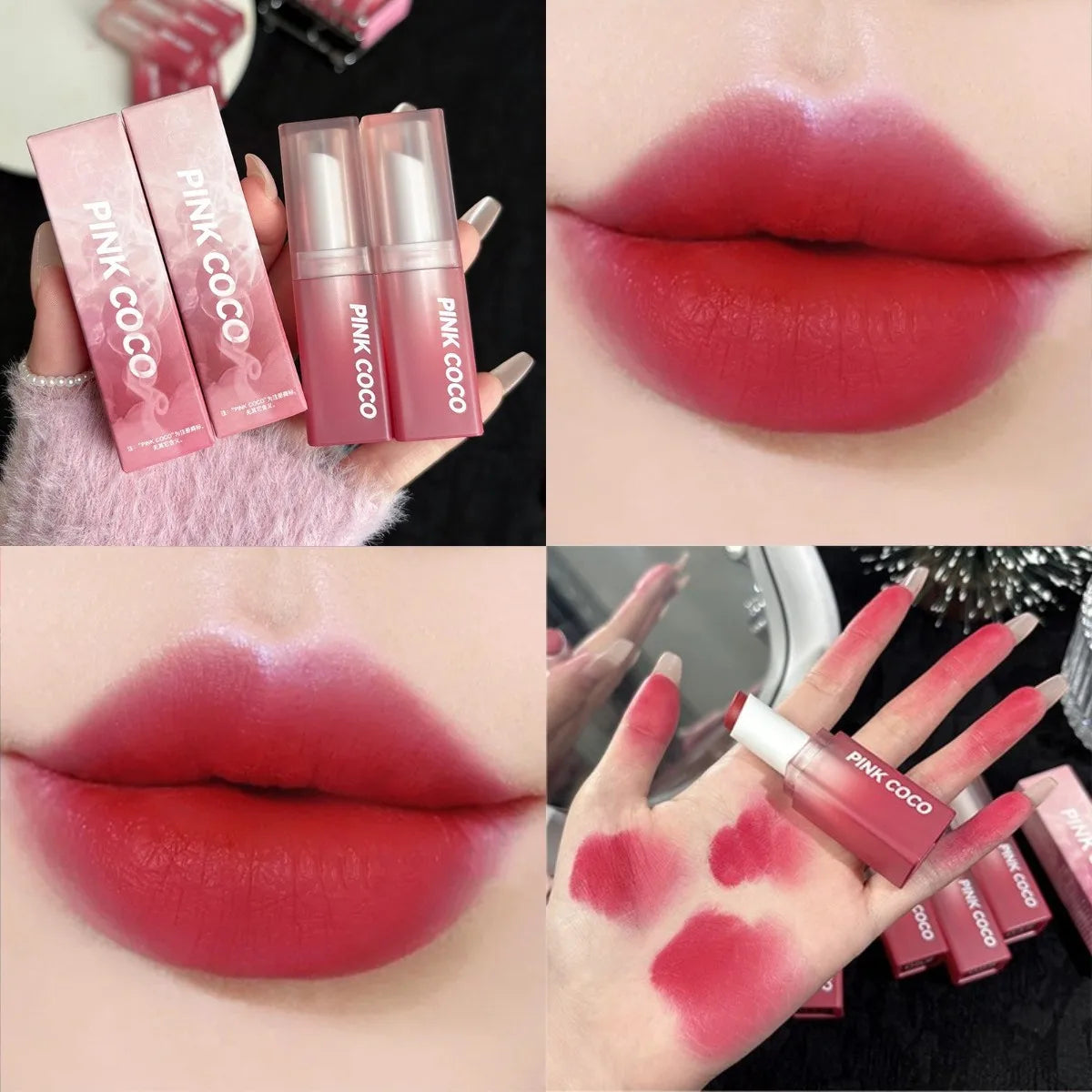 Obbty Velvet Matte Lipstick Moisturizing Waterproof Lasting Nude Peach Lip Tint Non-stick Cup Lip Gloss Red Lipstick Cosmetics Make Up