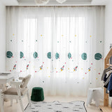 Obbty Football/Planet Boy Room Short Curtains Ruffle Tape 2 Pieces Transparent Children's Decorative Curtain for Windows Bedroom