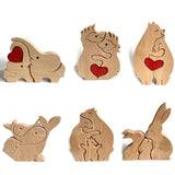 Obbty Cute Animal Dolphins Rabbits Bear Family Theme Art Diy Family Wooden Desktop Ornament Home Deco Mother's Day Gift