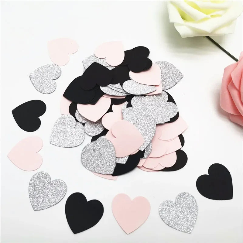 Obbty 100pcs Glittler Rose Gold 3cm Heart Paper Confetti Wedding Card Paper Confettis Birthday Baby Shower Wedding Party Supplies