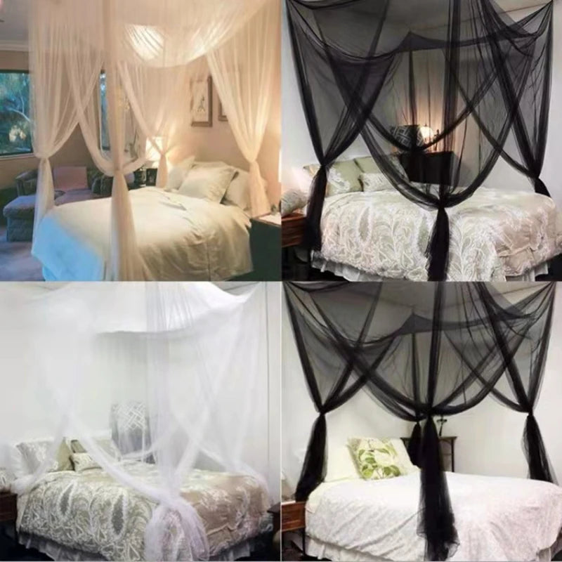 Obbty European Style Mosquito Net Black White Oversized Four Door Mosquito Net Outdoor European and American Large Mosquito Net