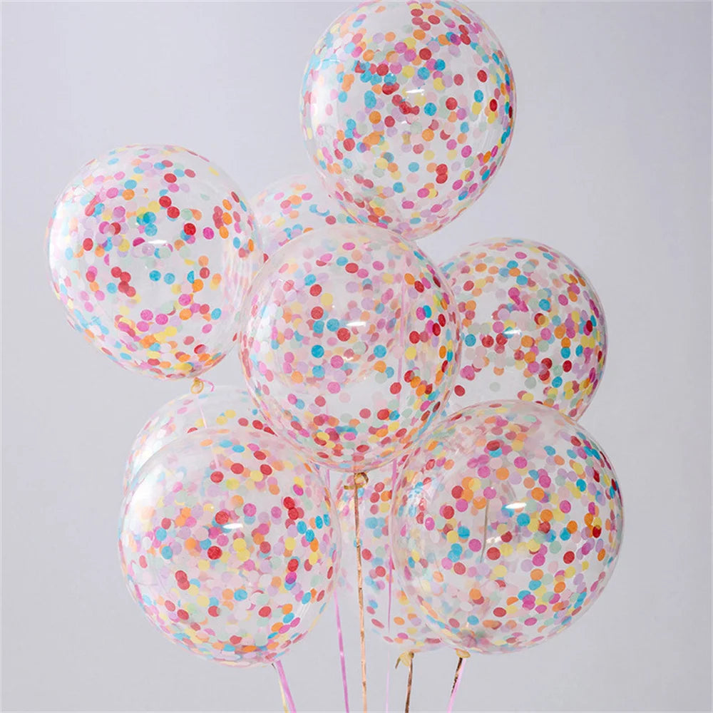 Obbty 15pcs 12inch Rainbow Confetti Balloons Ice Cream Mixed Color Balloon Wedding Anniversary Decoration Birthday Party Baby Shower