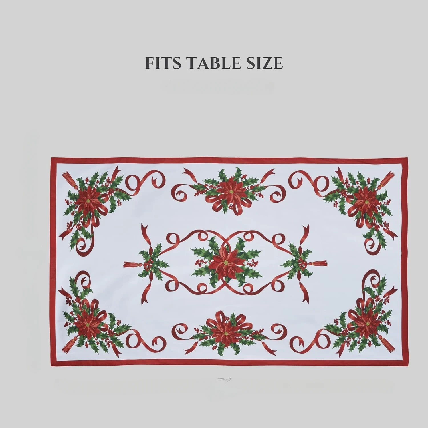 Obbty Christmas Ribbon Tablecloth Merry Xmas Table Cloth Harvest Holiday Fall Wedding Party Table Dinning Tablecover Home Decoration