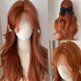 Obbty Orange Wig for Women Lace Front Big Wave Curly Long Hair for Cosplay Daily Use 24inch Pumpkin Color Halloween Wigs