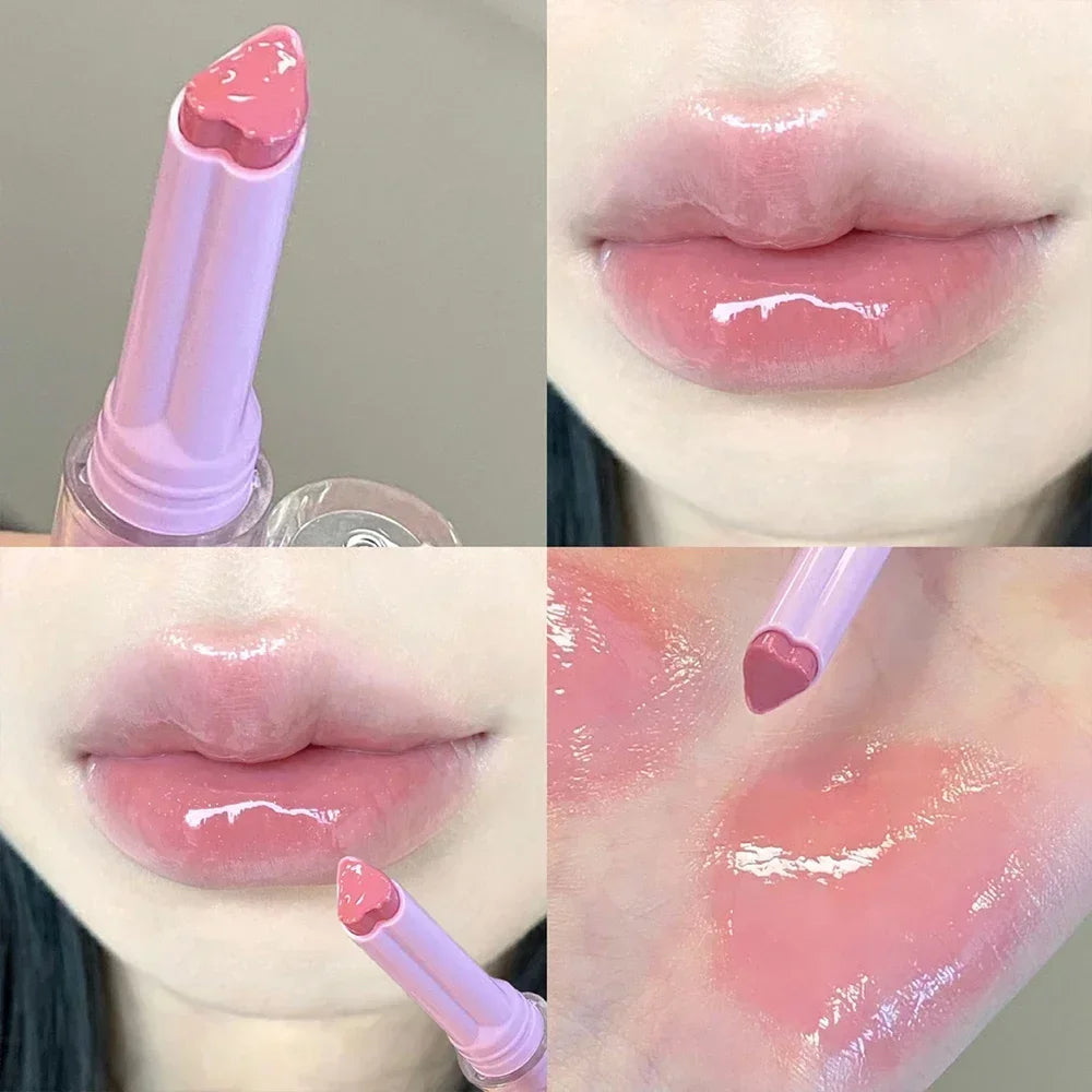 Obbty Water Light Mirror Lipstick Pen Glitter Lip Tint Long Lasting Moisturising Love Heart Shape Solid Lip Gloss Lip Makeup Cosmetics