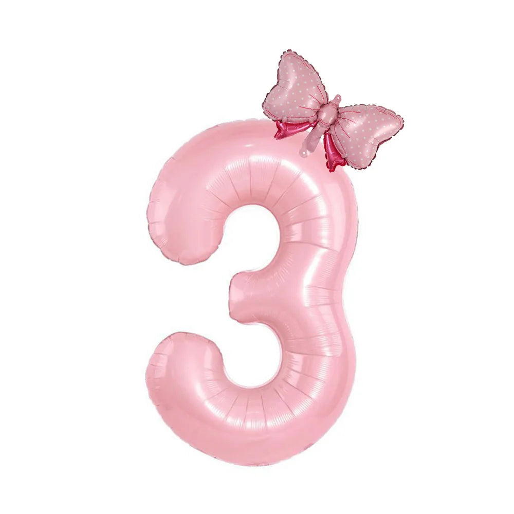 Obbty 40inch Pastel Light Blue Pink Foil Number Balloon With Crown 1 2 3 4 5 6 Boy Girl Birthday Party Baby Shower Wedding Decoration