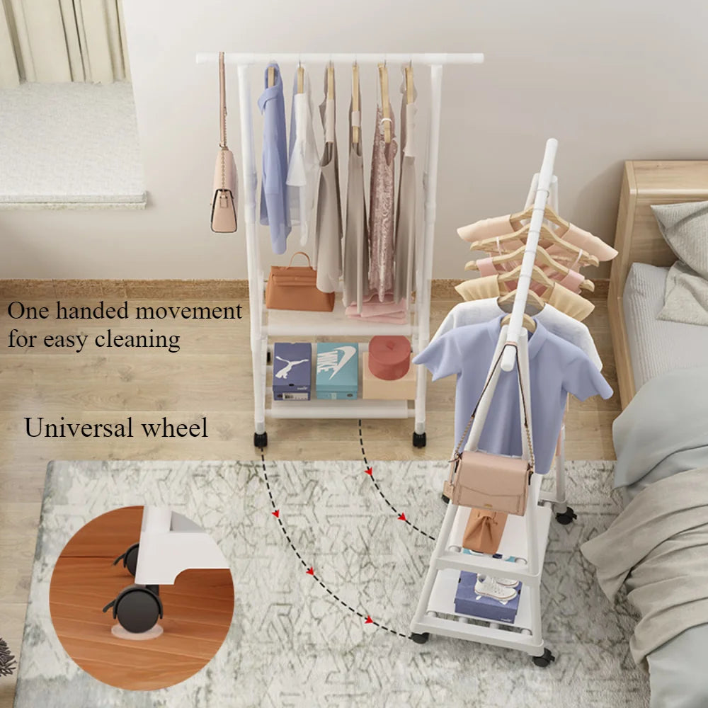 Obbty Standing Coat Rack Triangle Pulley Clothes Racks With Wheels Household Simple Cool Coat Shelf Bedroom Hanging Clothes Storage