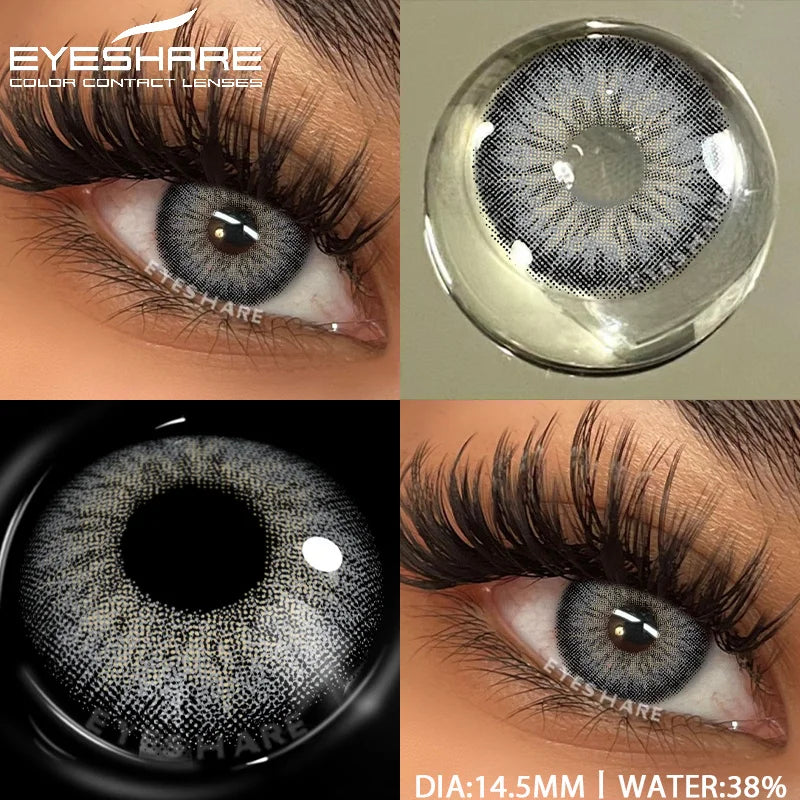 Obbty  1pair Natural Colored Contact Lenses Gray Color Contacts for Eyes Fashion Blue Eyes Contact Yearly Brown Eye Contacts