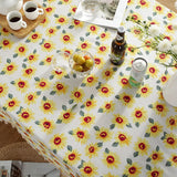 Obbty Sunflower Flower Tablecloth Cotton and Linen Tassel Rectangular Tablecloth Waterproof and Oil-proof Table Cloth Home Decoration