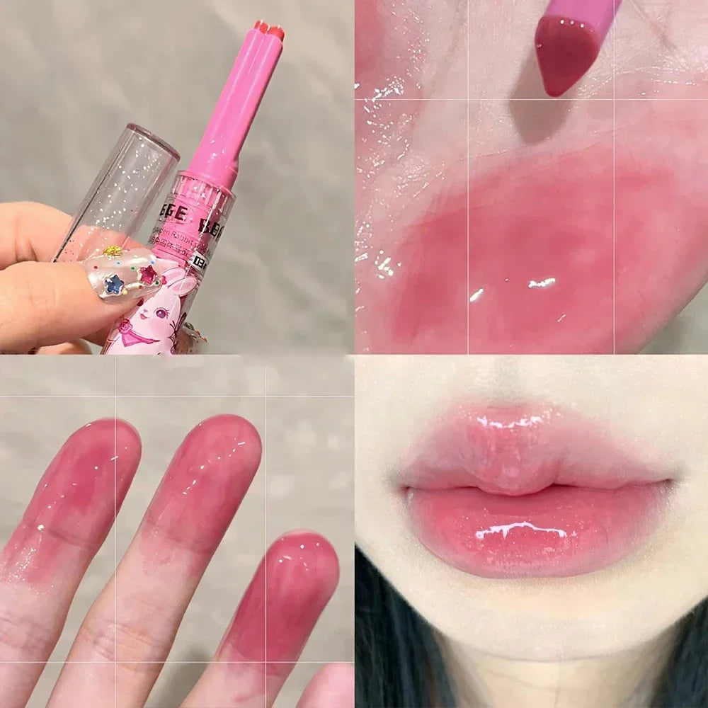 Obbty Water Light Mirror Lipstick Pen Glitter Lip Tint Long Lasting Moisturising Love Heart Shape Solid Lip Gloss Lip Makeup Cosmetics