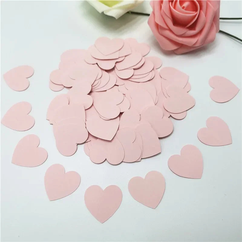 Obbty 100pcs Glittler Rose Gold 3cm Heart Paper Confetti Wedding Card Paper Confettis Birthday Baby Shower Wedding Party Supplies