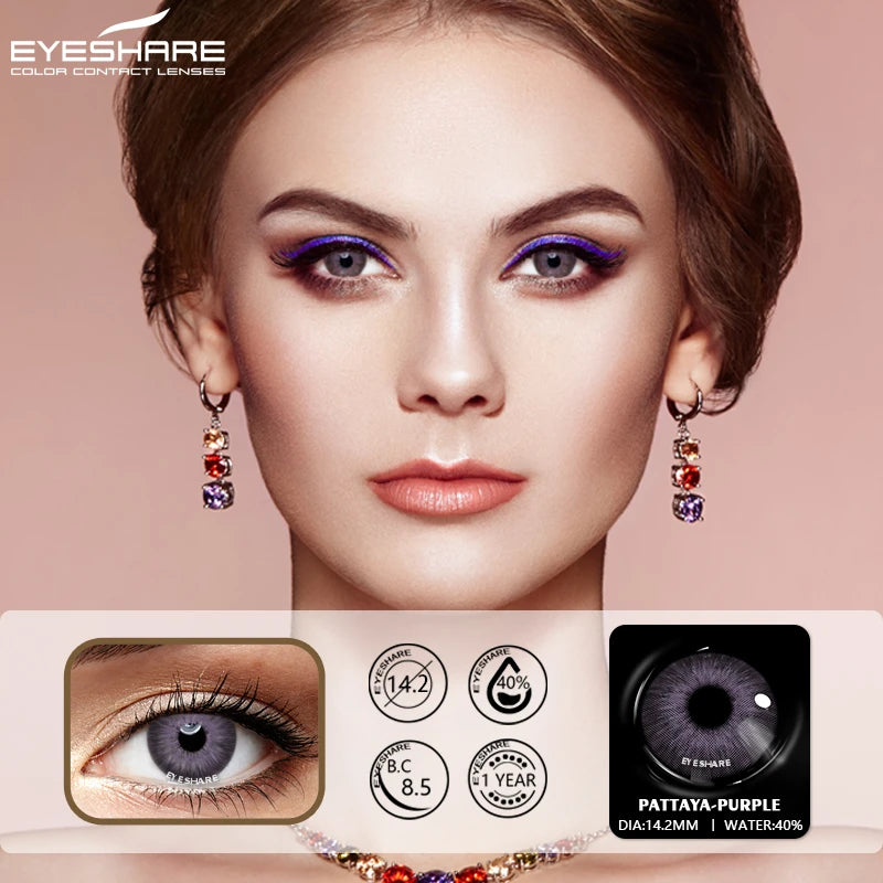 Obbty EYESHARE Colored Contacts Lenses For Eyes 1Pair 2pcs Contacts Beautful Pupils Color Contacts Beauty Makeup Yearly Contact Lens