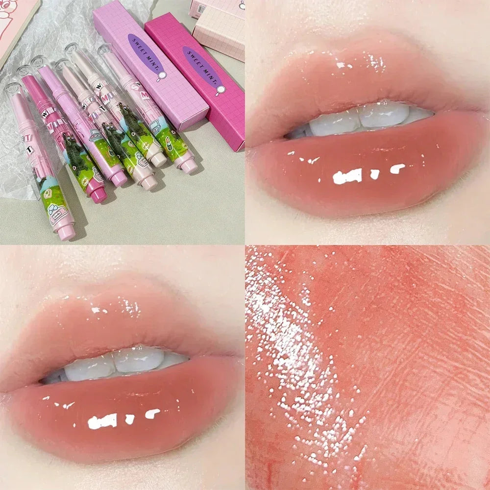 Obbty Water Light Mirror Lipstick Pen Glitter Lip Tint Long Lasting Moisturising Love Heart Shape Solid Lip Gloss Lip Makeup Cosmetics