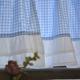 Obbty Japanese Sweet Pink/Blue Bow Tie Short Curtains Living Room Korea Double Layer Ruffles Lattice Half Curtains for Kitchen