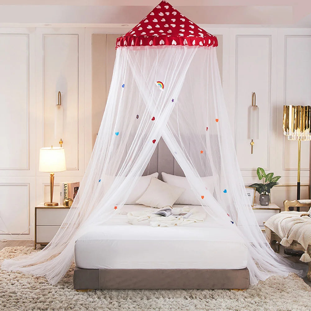 Obbty Bed Canopy,Cute Princess Bed Curtain Net,Round Hanging Mosquito Net for Children's/Baby/Girl Bed,Quick Easy Installation