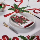 Obbty Christmas Ribbon Tablecloth Merry Xmas Table Cloth Harvest Holiday Fall Wedding Party Table Dinning Tablecover Home Decoration