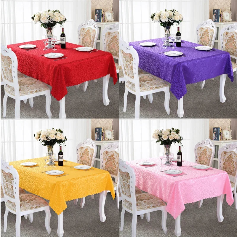 Obbty Luxury Dining Table Protective Cover Eco-Friendly Rectangle Jacquard Tablecloth Fabric For Wedding Restaurant Recycled Modern