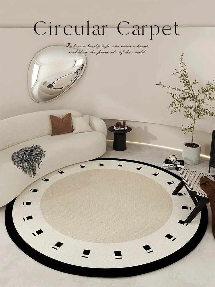 Obbty Nordic Style Living Room Large Area Carpet Round Bedroom Bedside Carpet Minimalist Home Decoration Rug Easy Care Balcony Rugs IG