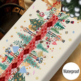 Obbty Christmas Nutcracker Holly Waterproof Tablecloth Holiday Party Decor Reusable Xmas Rectangle Table Cloth Dining Room Table Decor