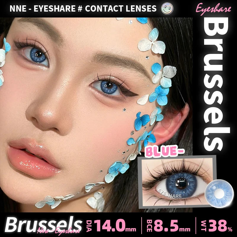 Obbty 1Pair Blue Color Contact Lenses Brown Natural Colored Pupils for Eye Gray Eye Colorful Makeup Beautiful Pupils Yearly