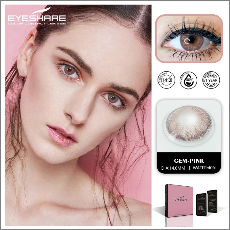 Obbty EYESHARE Colored Contacts Lenses For Eyes 1Pair 2pcs Contacts Beautful Pupils Color Contacts Beauty Makeup Yearly Contact Lens