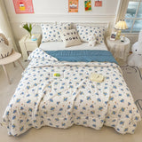 Obbty Summer Quilt 2024 New Double Layer Yarn Water Wash Printed Cool Blanket For Summer Flower  Air Conditioning Quilt Sheet