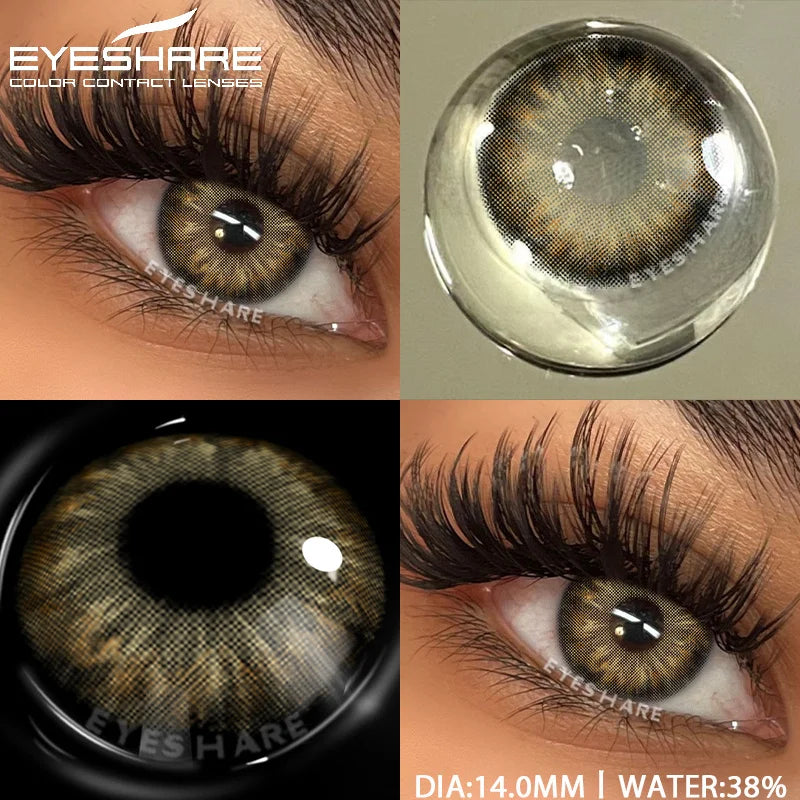 Obbty  1pair Natural Colored Contact Lenses Gray Color Contacts for Eyes Fashion Blue Eyes Contact Yearly Brown Eye Contacts