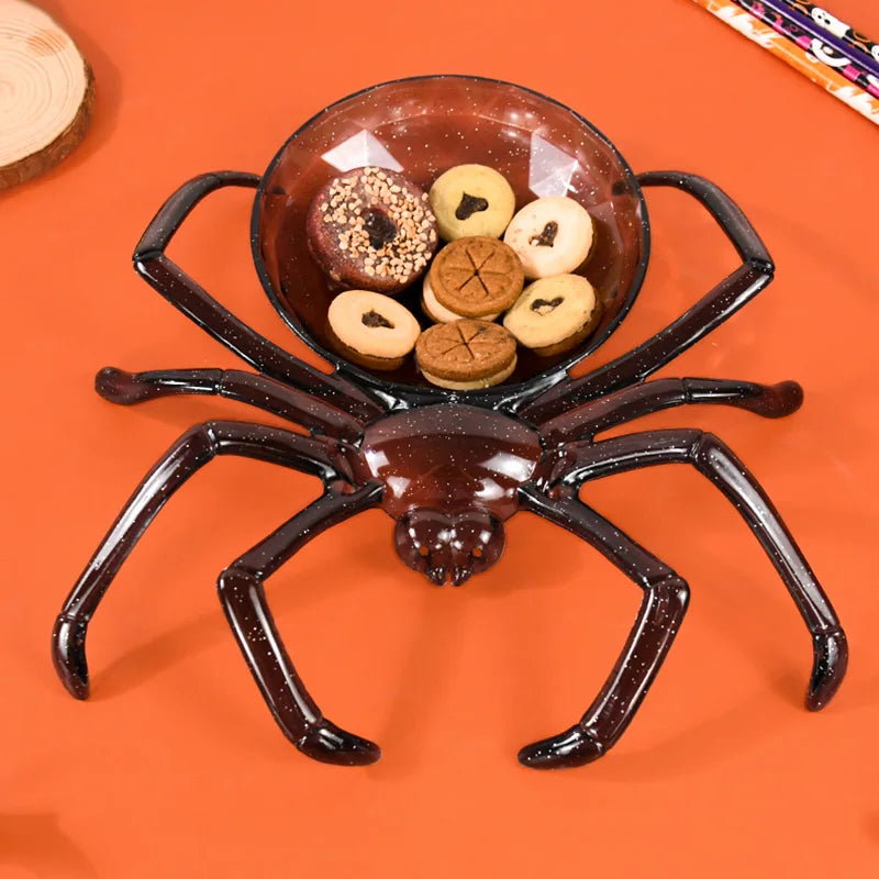 Obbty 1pc Halloween Spider Shaped Fruit Candy Plate Snack Cookie Tray Kids Trick Or Treat Gift Basket Halloween Party Home Table Decor