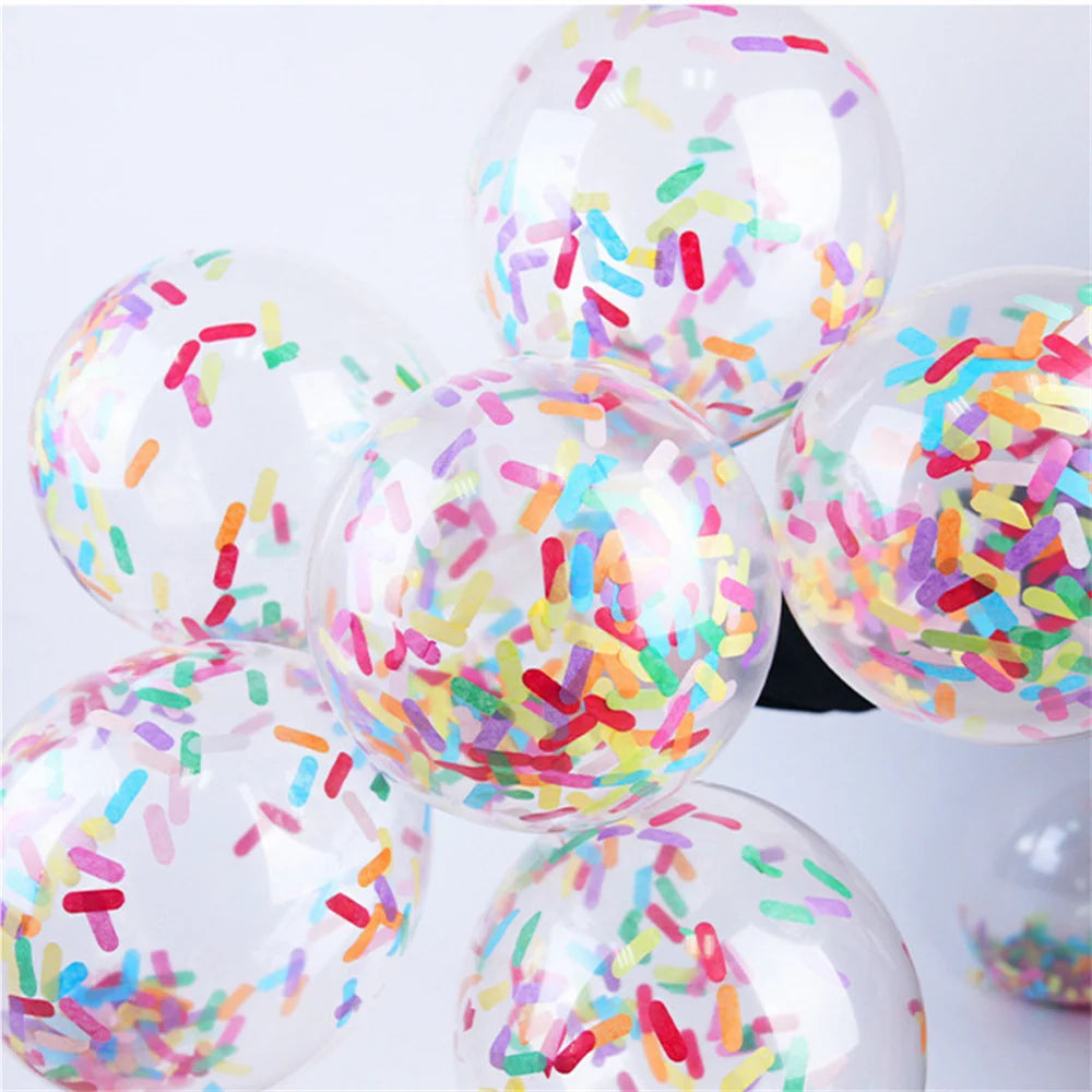 Obbty 15pcs 12inch Rainbow Confetti Balloons Ice Cream Mixed Color Balloon Wedding Anniversary Decoration Birthday Party Baby Shower