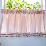 Obbty Solid Color High-end Short Curtain with Colorful Tassel，Romantic and Elegant Design Sheer Curtains Valances Set Half Curtains