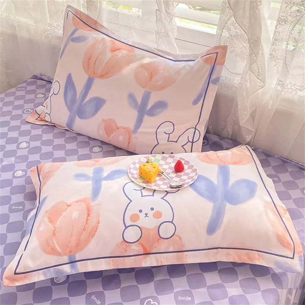 Obbty Bed Sheet Set Autumn Winter Thickened Cotton Ecological Brushed Sheets Quilt Cover Pillowcase Four-piece Set Bedding Three-piece