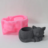 Obbty Cute Kitten Fleshy Plant Flower Pot Silicone Mold Cat Succulent Plant Flowerpot Concrete Silica Gel Mold Home Decor Gypsum Mould