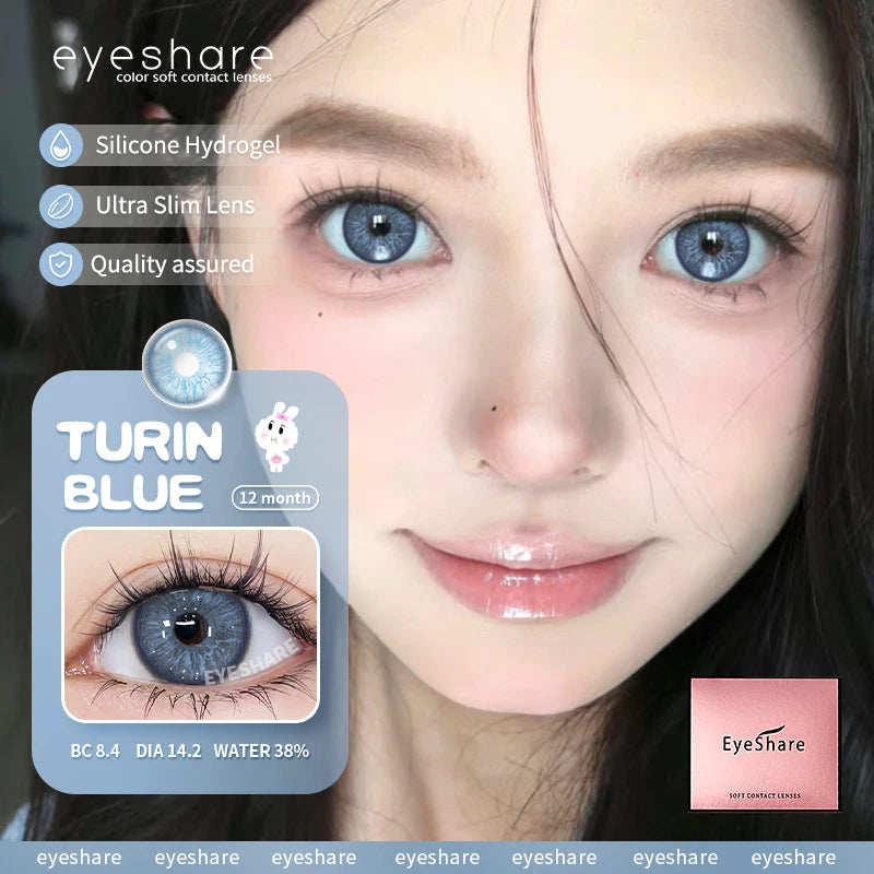 Obbty 1Pair Colored Contact Lenses for Eyes Natural Brown Eye Lenses Gray Pupils Blue Eye Soft Lenses Yearly Green Contacts