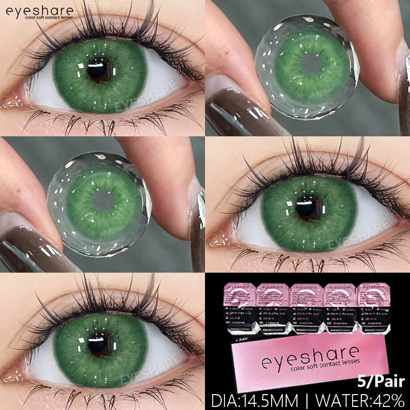 Obbty 1 Day Lens Color Contact Lenses for Eyes 5 Pairs Daily Lens 42% High Water Content Comfortable to Wear Daily Disposable